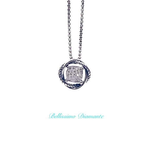 David Yurman Sterling Silver Infinity Pave Diamond Pendant Necklace